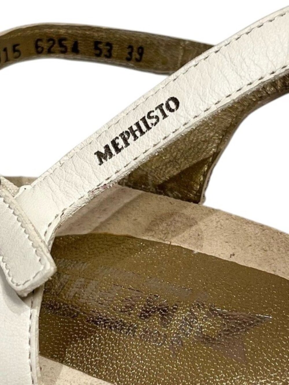 Mephisto White Leather Floral Cutout Block Heel Sandals - Picture 10 of 12